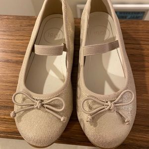 Girls Size 12 Ballet Flats in Gold, worn once!